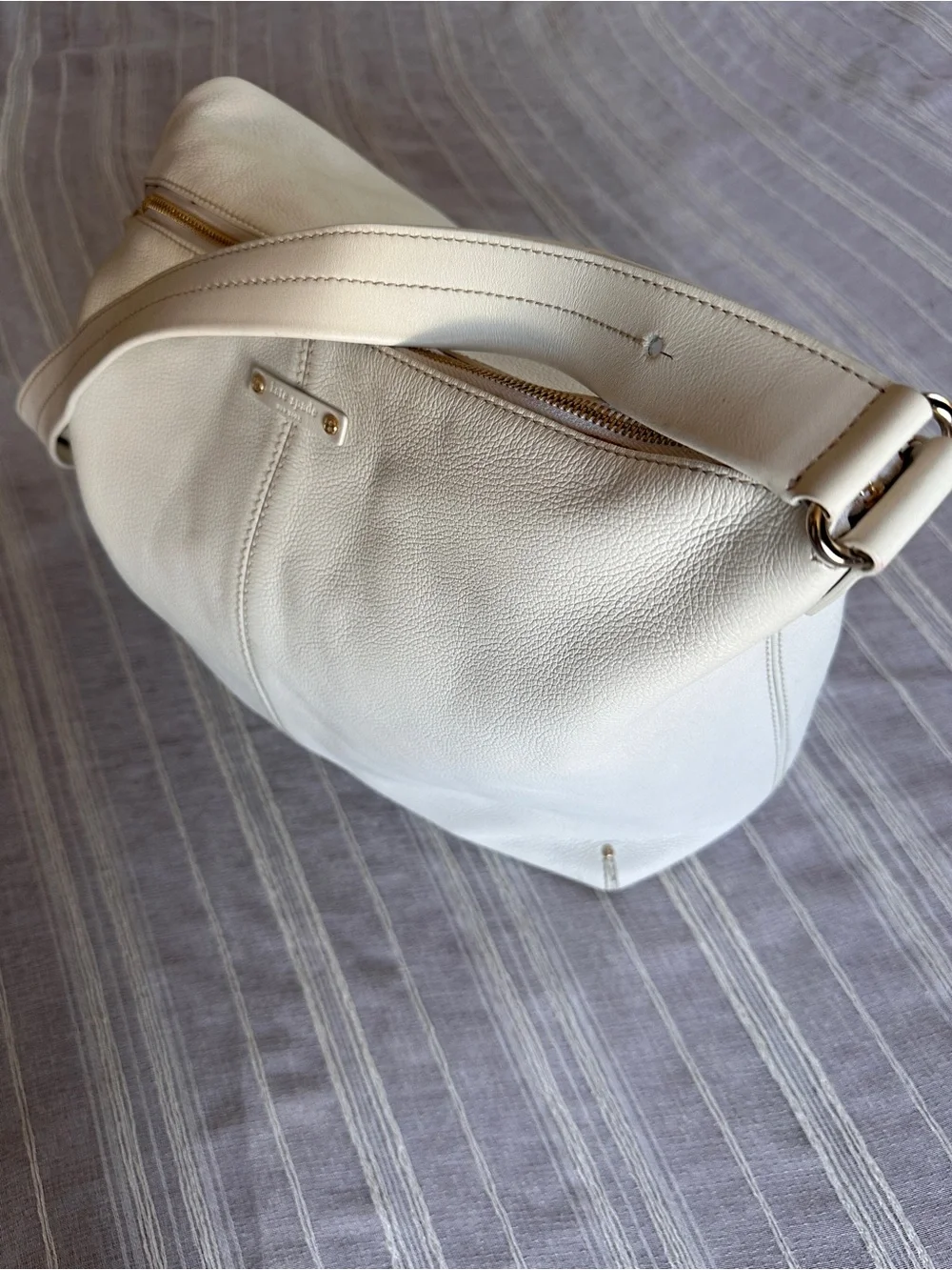 KATE SPADE NY Bone Pebbled Leather Vintage Y2K Hobo Bag Shoulder Purse
